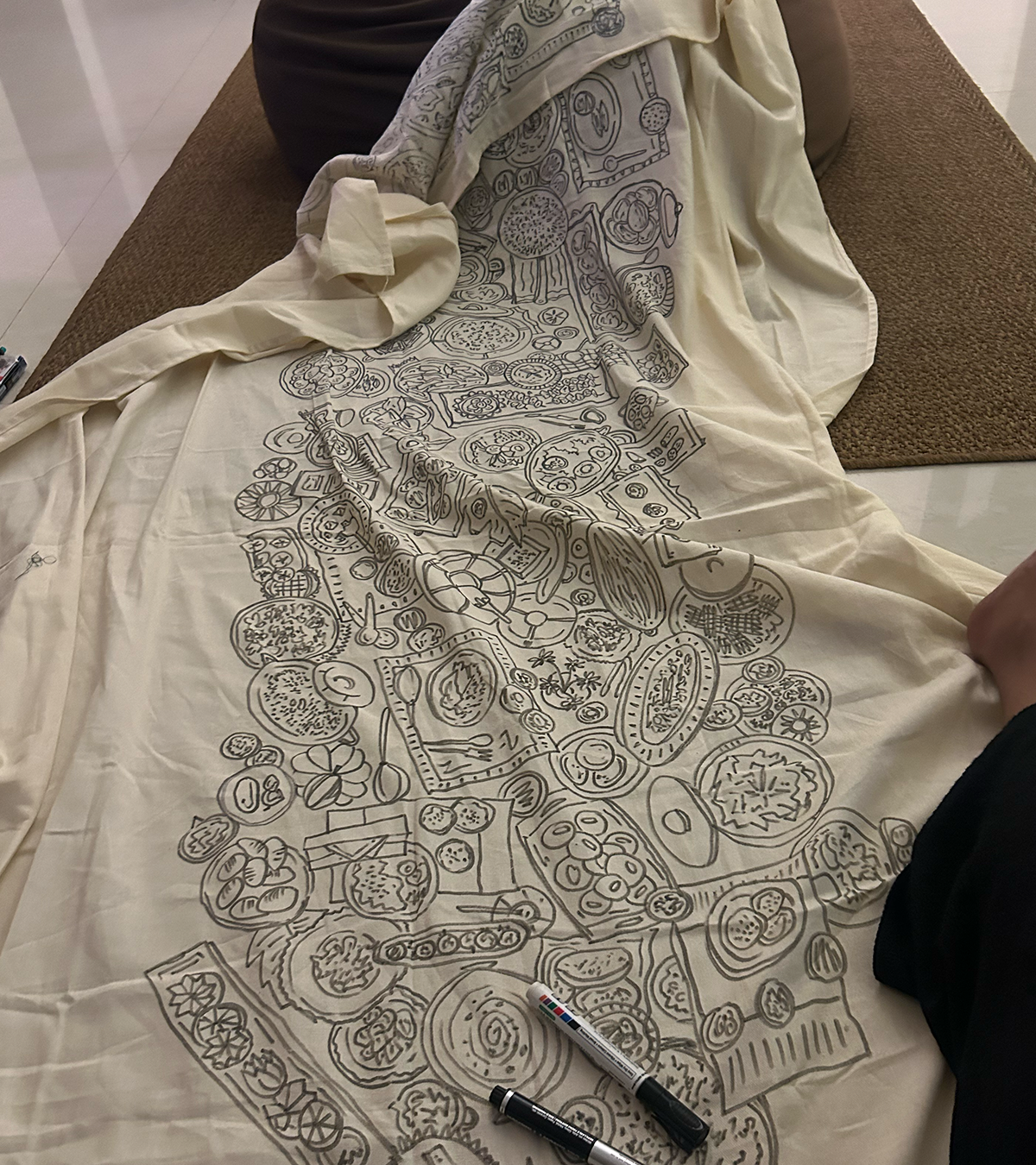 Chidiya Ghar — printed fabric artwork detail