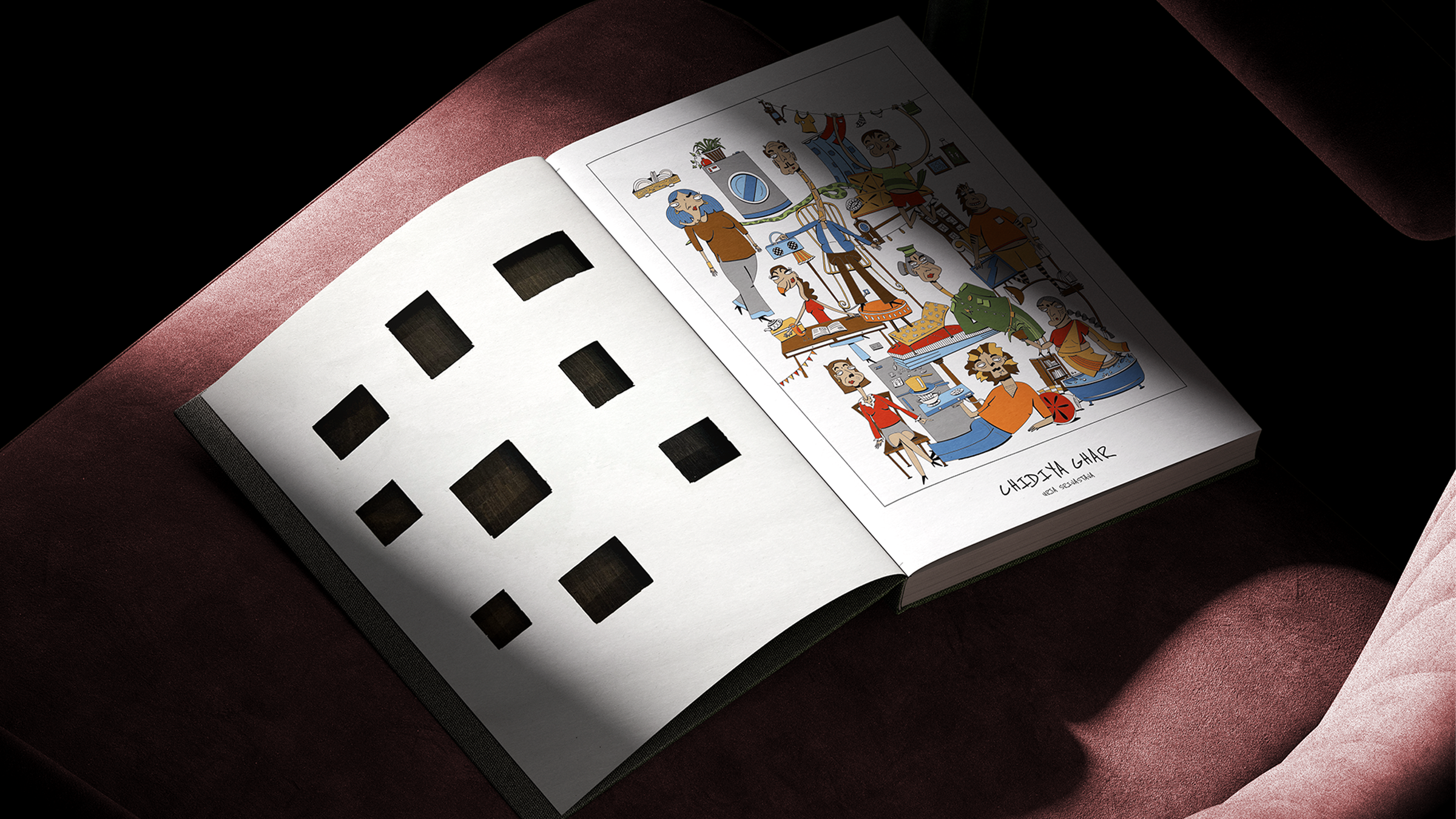 Chidiya Ghar — book cover artwork, the Indian home reimagined as a zoo