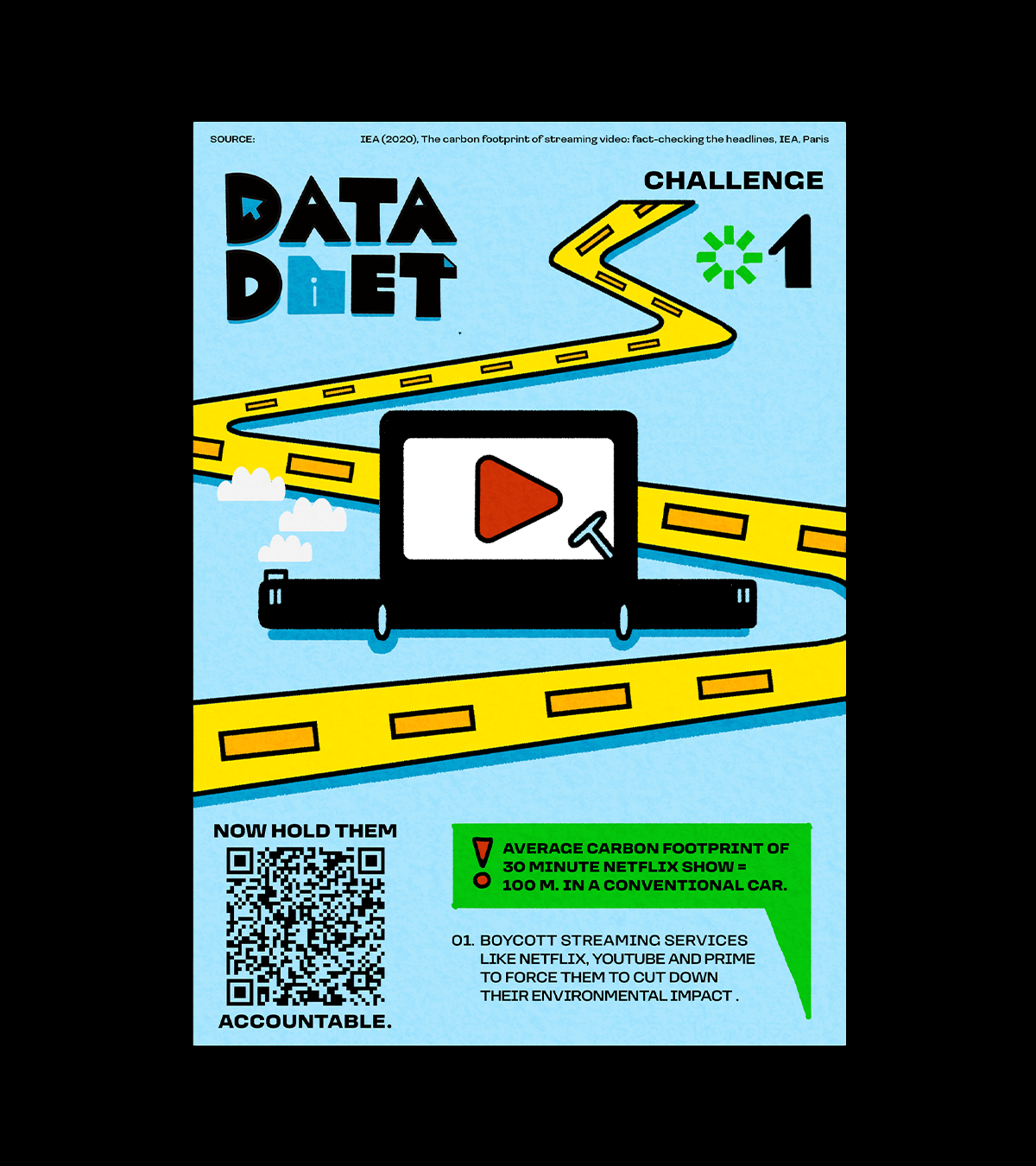 Data Diet — Challenge #1 poster, streaming carbon footprint