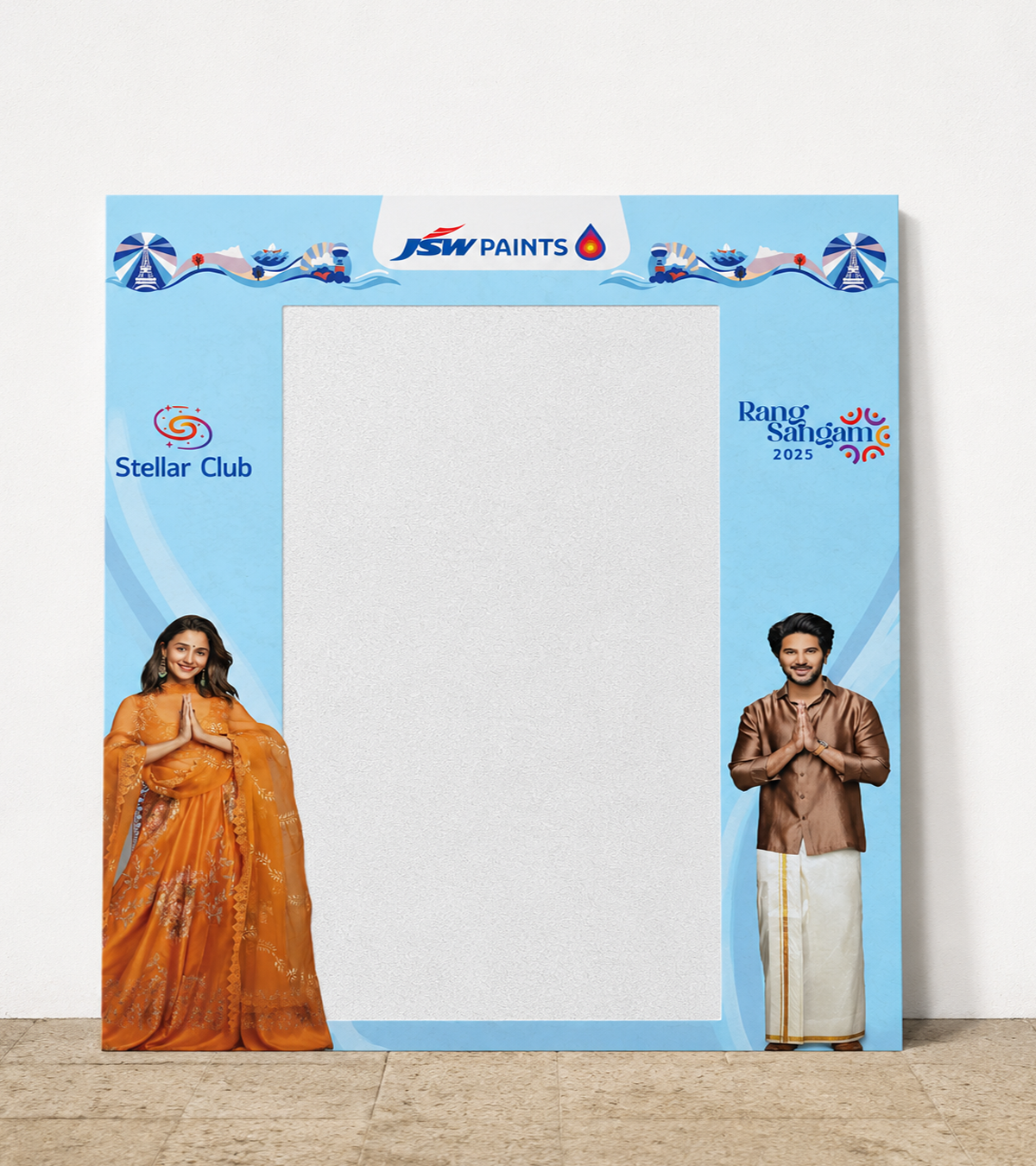 Rang Sangam 2025 photo backdrop frame, standing display