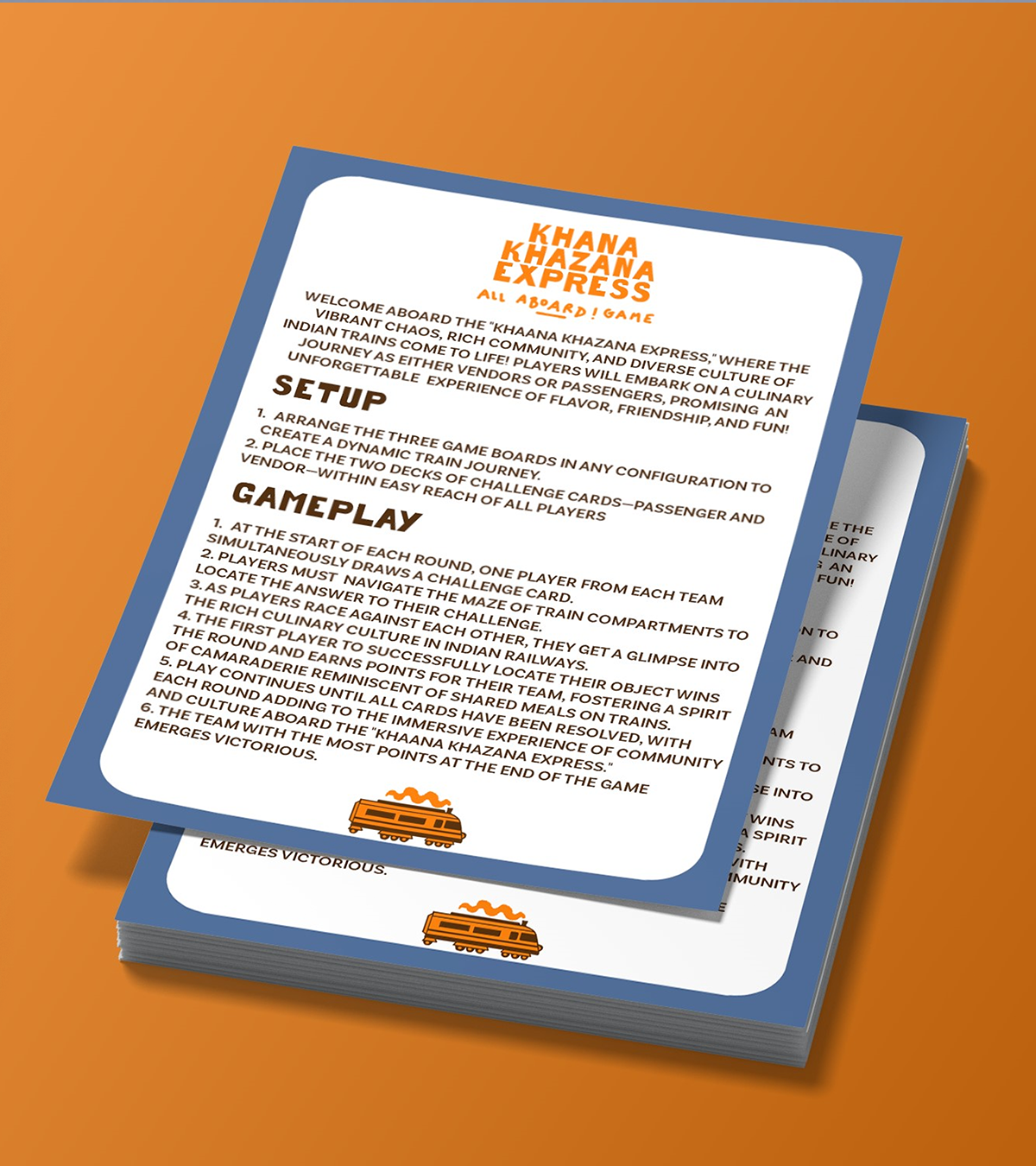 Khana Khazana Express — rulebook spread, setup and gameplay instructions