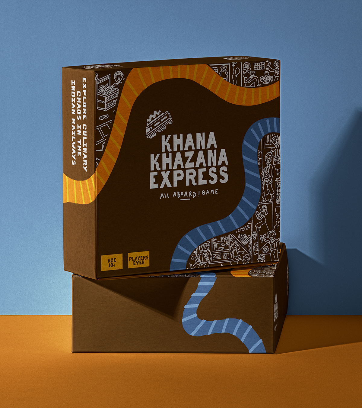 Khana Khazana Express — stacked board game boxes, product photo