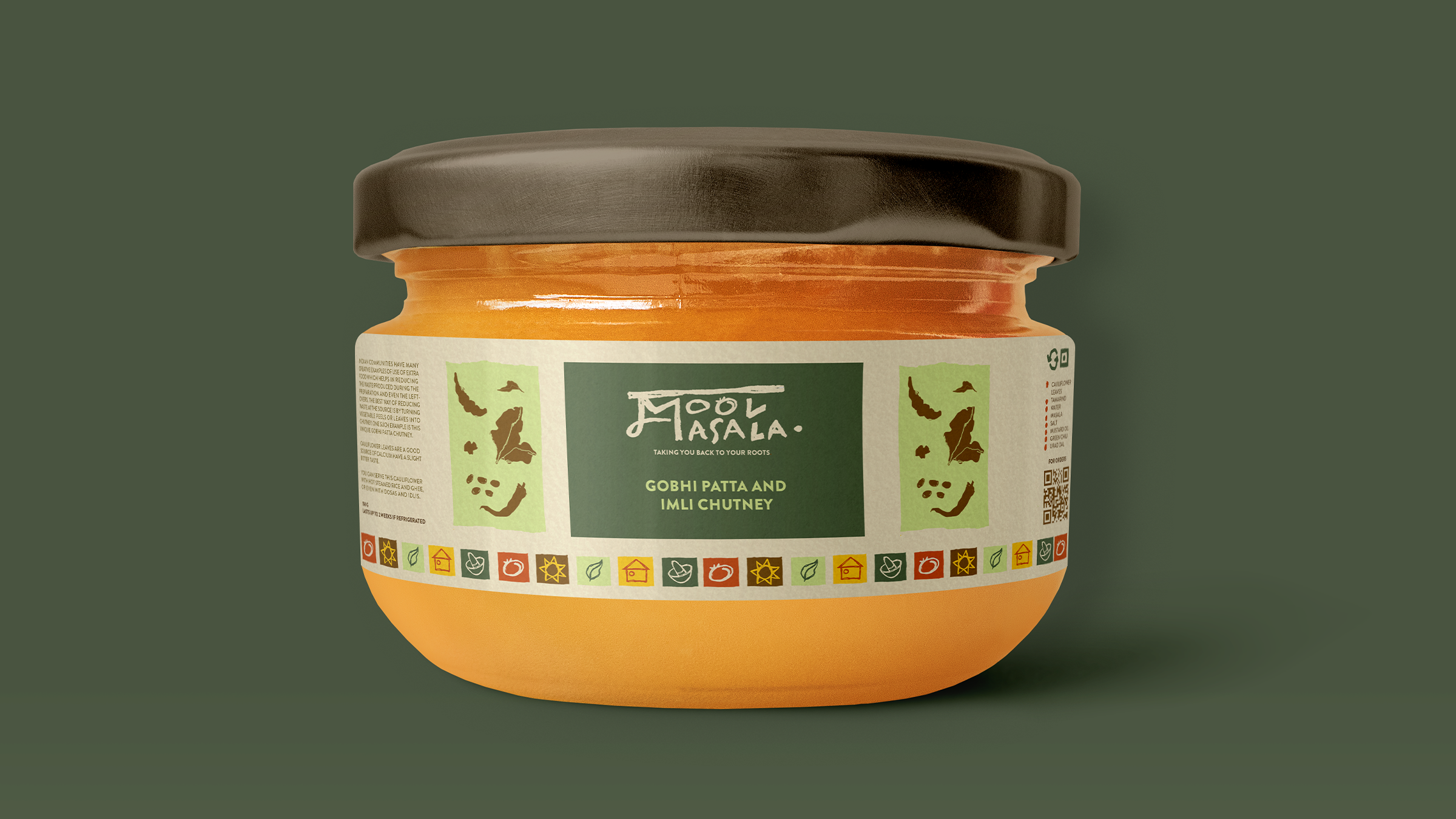 Mool Masala — Gobhi Patta and Imli Chutney jar, close-up label detail