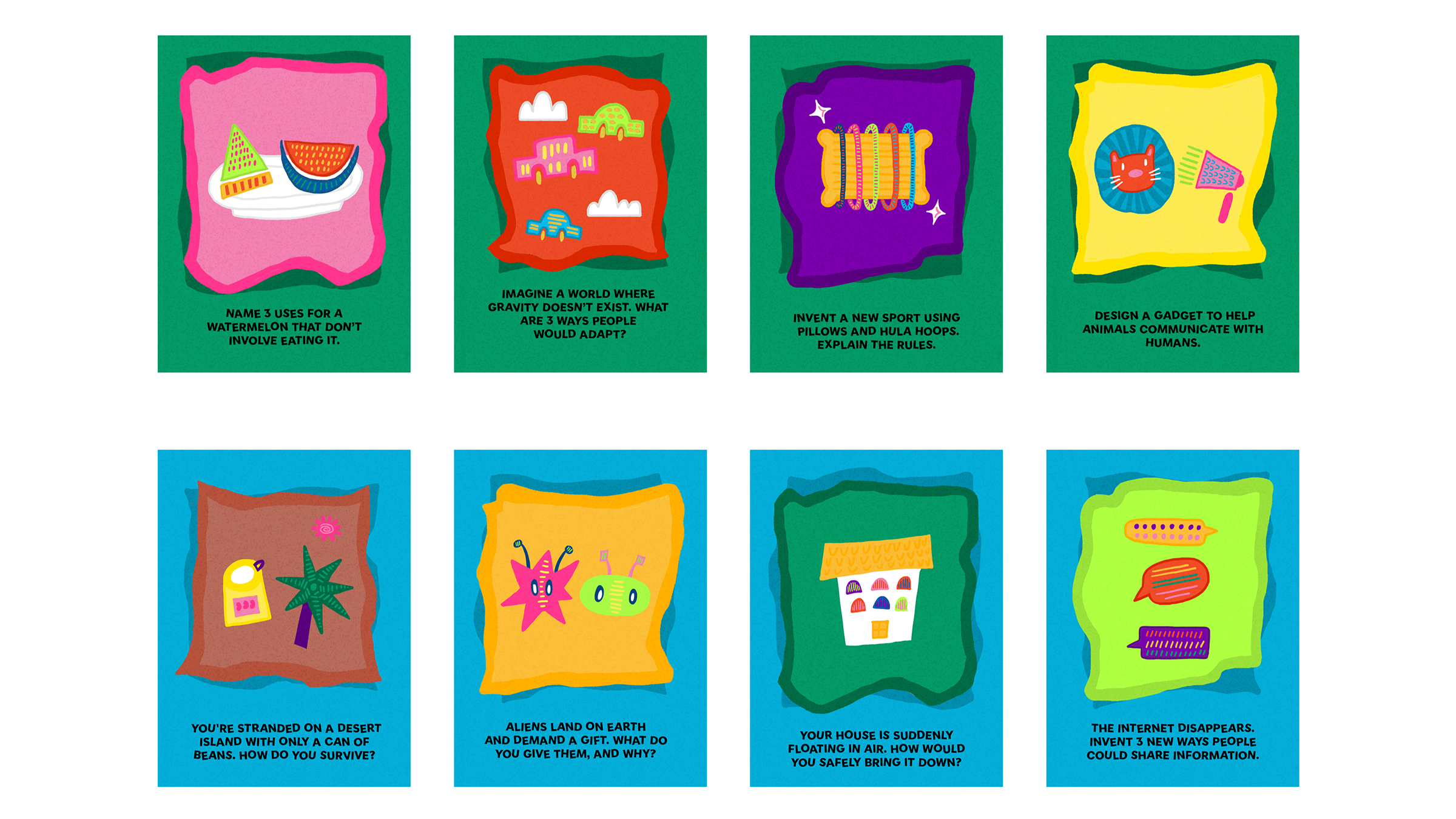 Out of the Box — prompt cards, green and blue colorway
